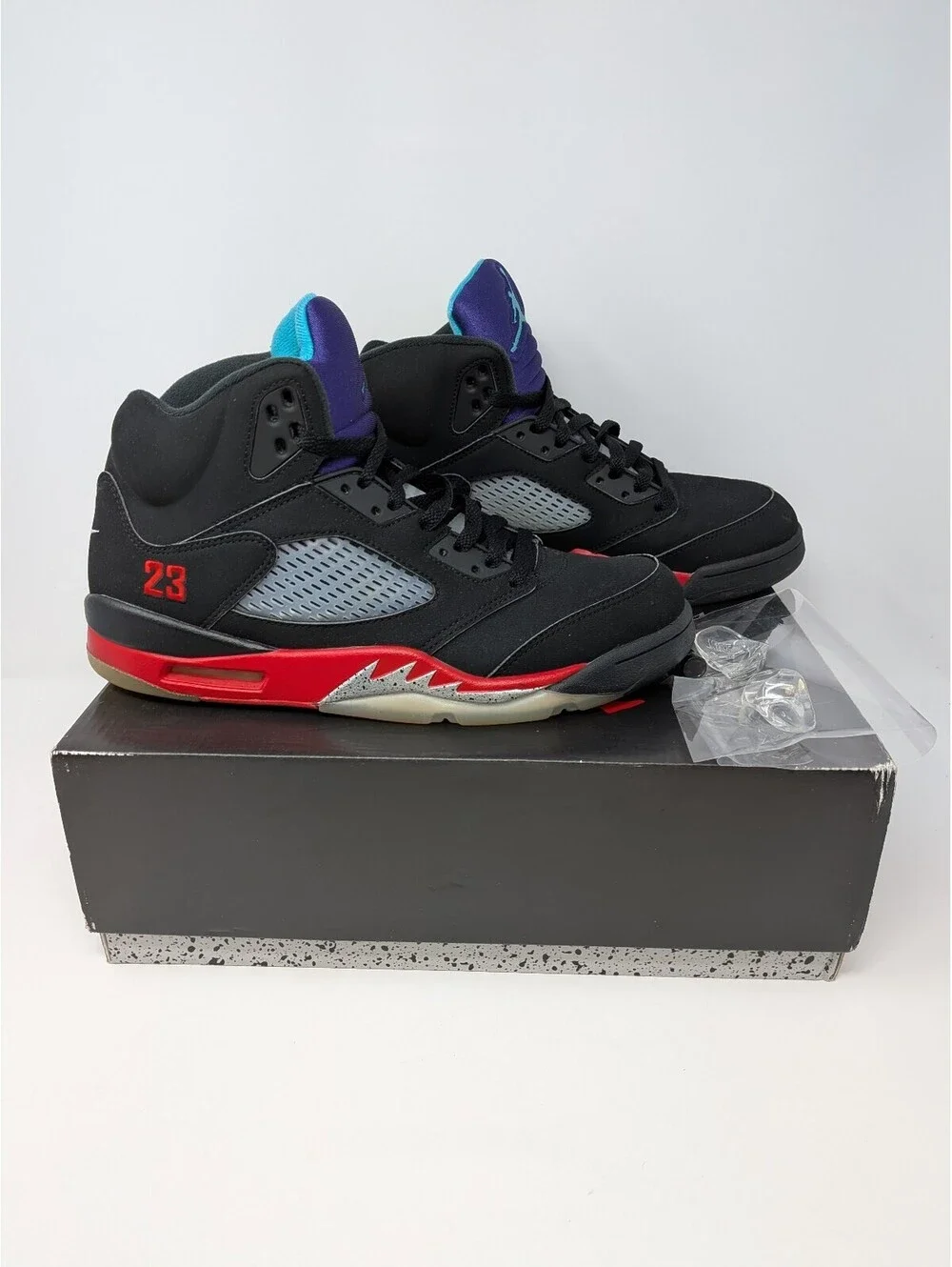 Air Jordan 5 Retro Top 3 Men's Size 10 CZ1786-001 Black Fire Red Grape Box